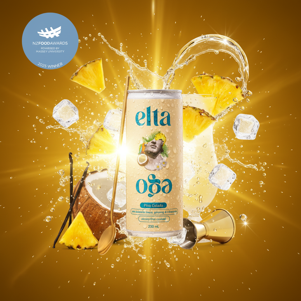 Elta Ego Piña Colada alcohol-free mocktail can with tropical explosion of pineapple, coconut and ice