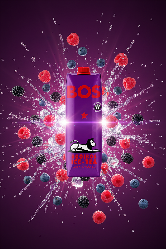 BOS Berry Rooibos Ice Tea 1L with exploding berries and ice