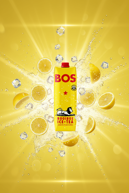 BOS Lemon Rooibos Ice Tea 1L with exploding lemon and ice
