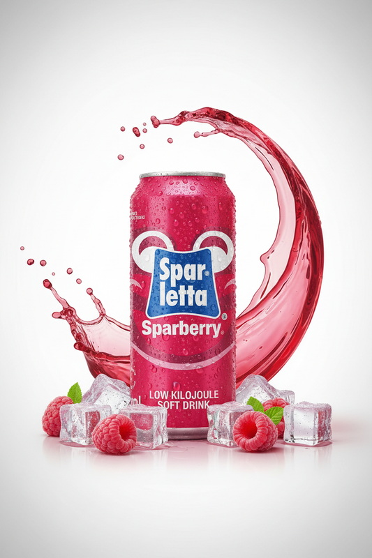 Sparletta Sparberry can with ice and raspberry splash